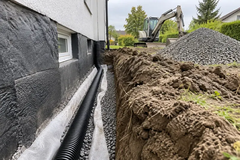 Schakt och dränering vid husgrund